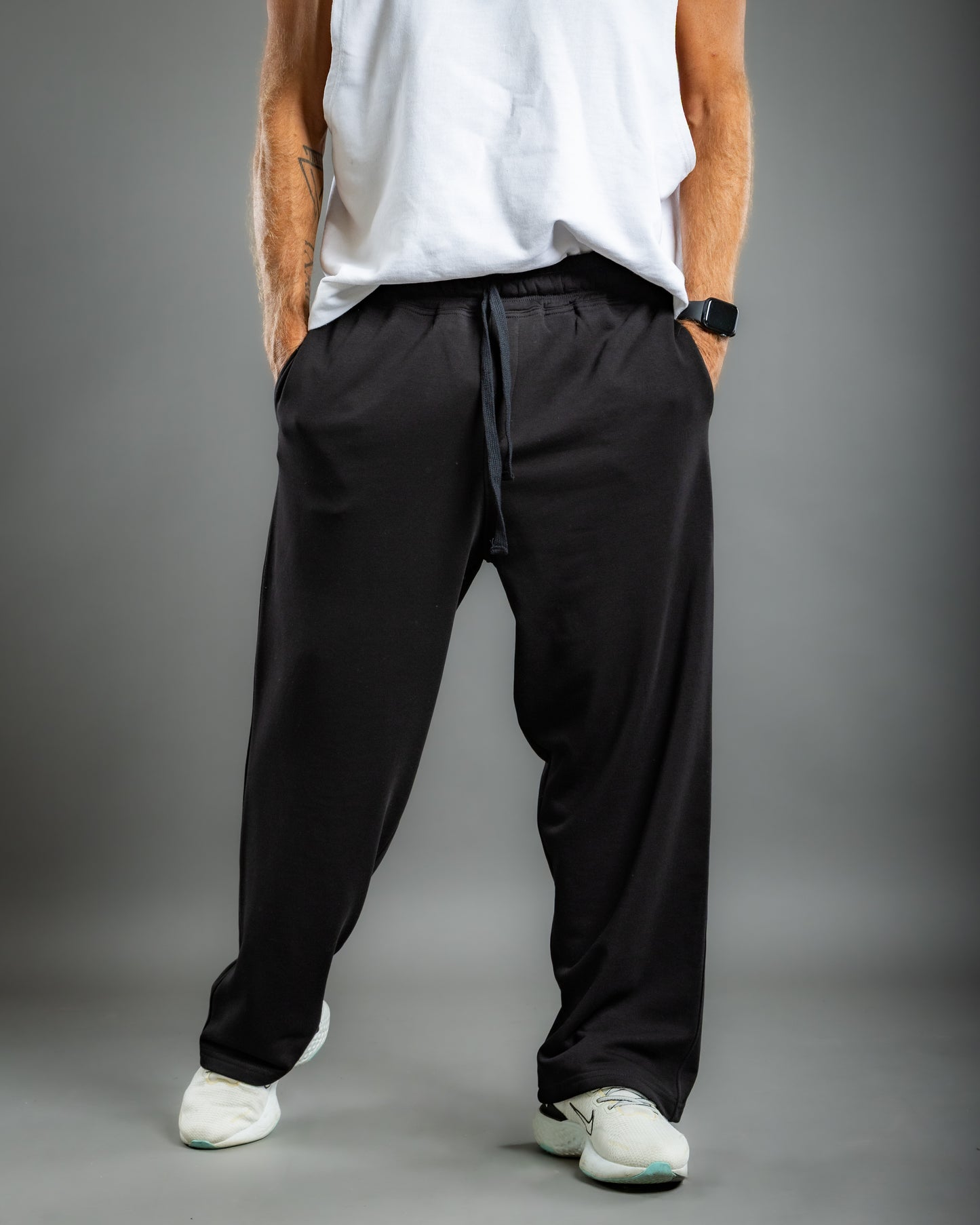 Stitched Baggy Pants - Black