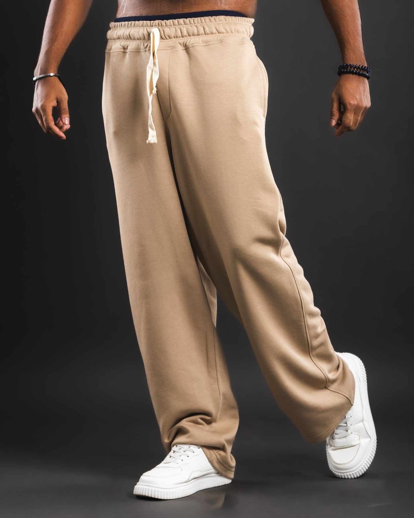Stitched Baggy Pants - Beige