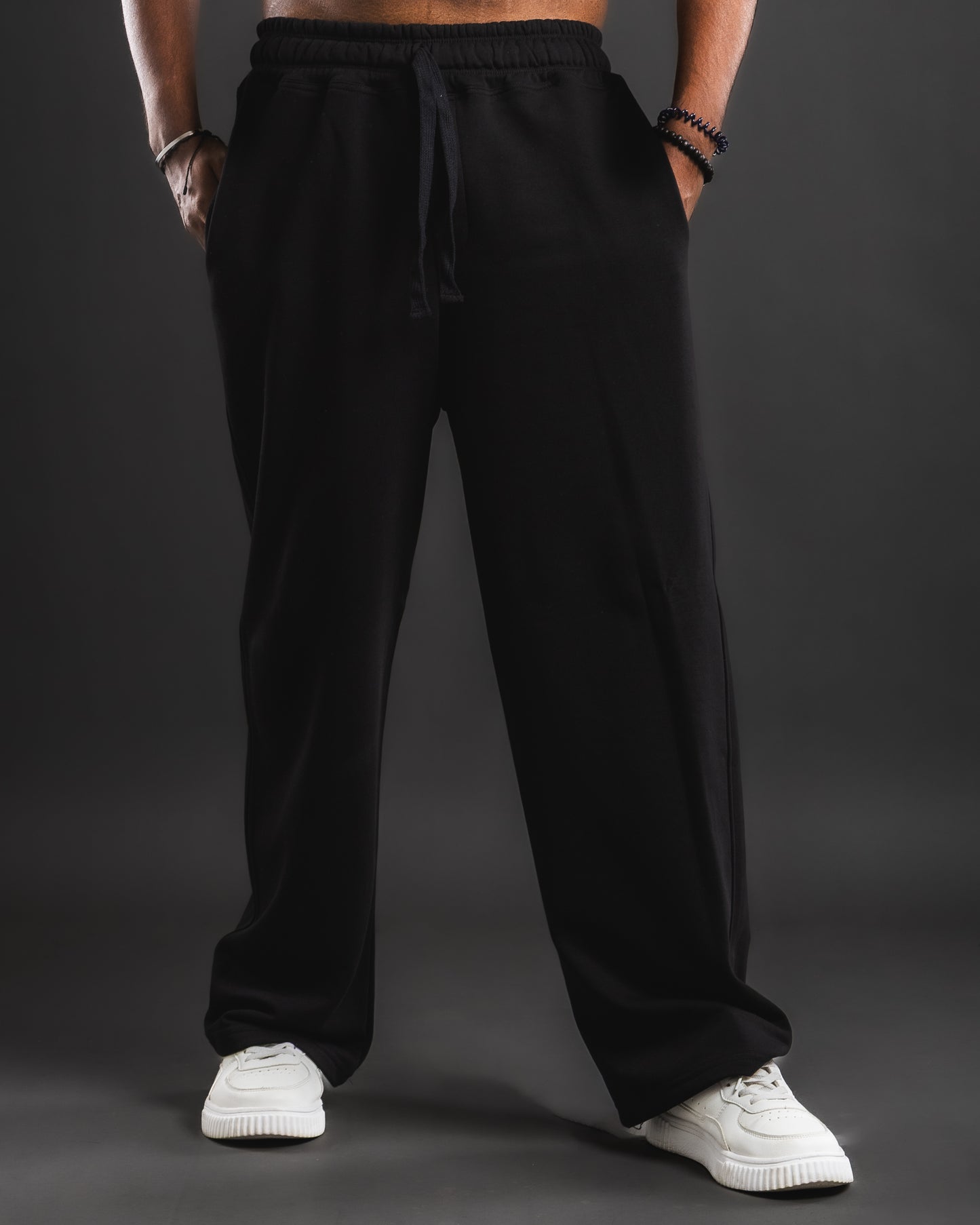 Stitched Baggy Pants - Black