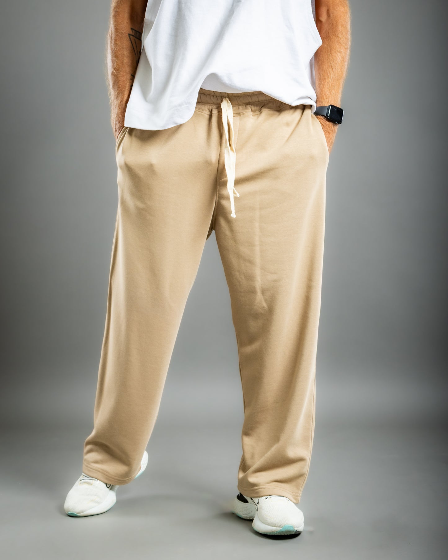 Stitched Baggy Pants - Beige