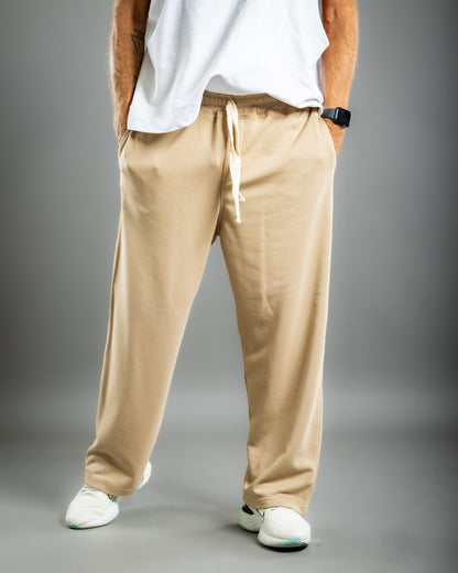 Stitched Baggy Pants - Beige