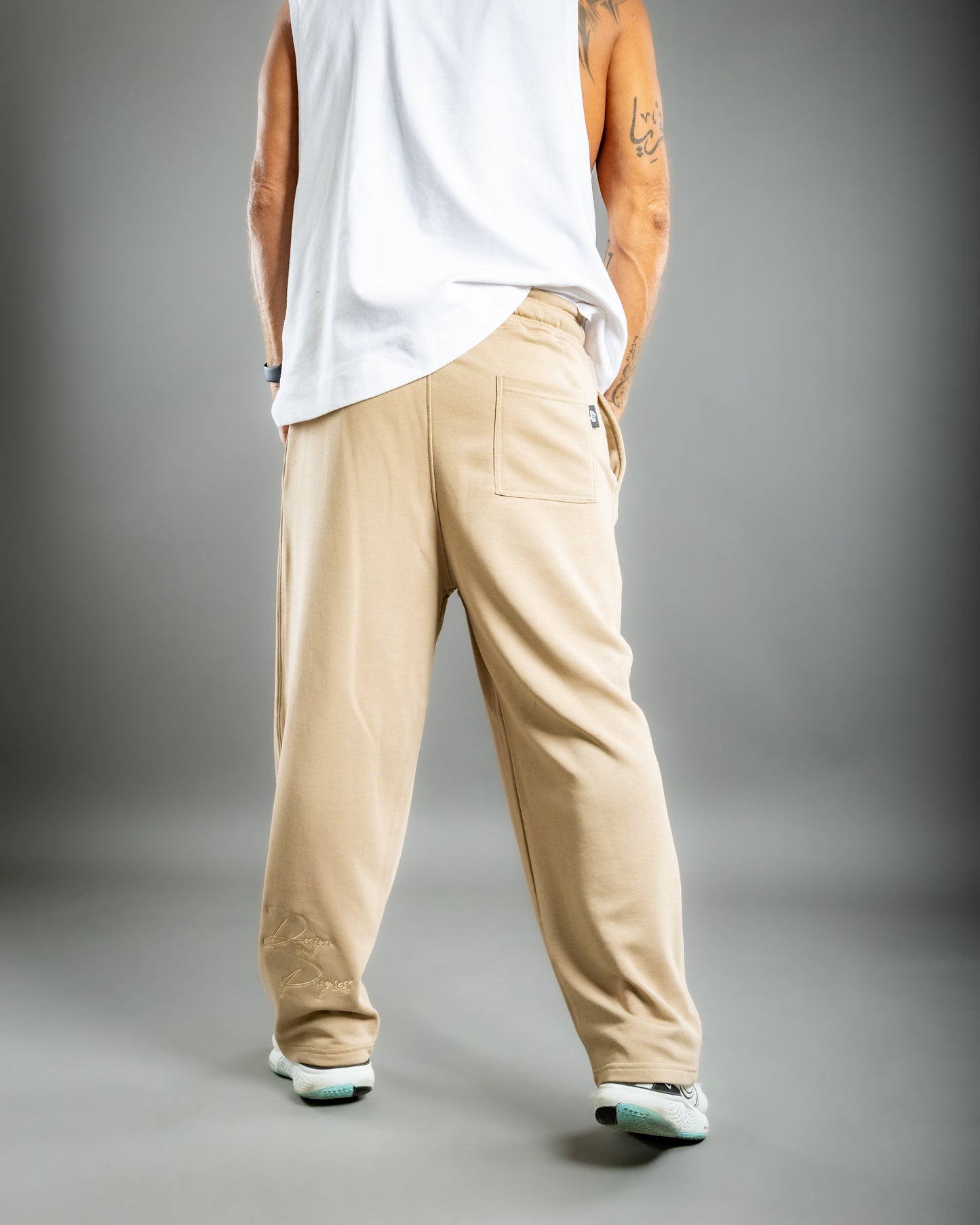Stitched Baggy Pants - Beige