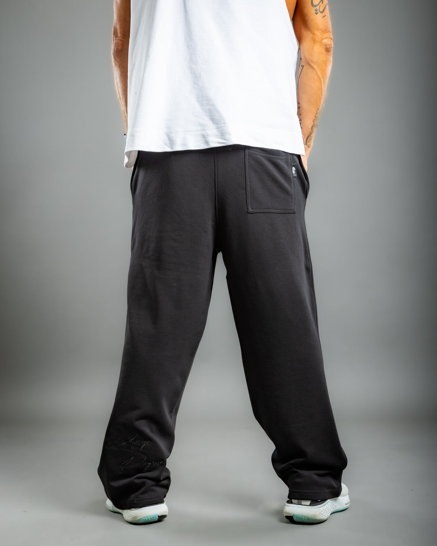 Stitched Baggy Pants - Black