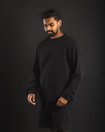 Stitched Round Neck - Black